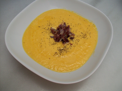 Crema de puerros y calabaza
