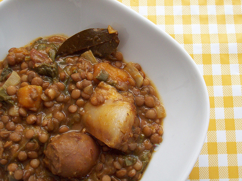 Lentejas con acelgas y calabaza